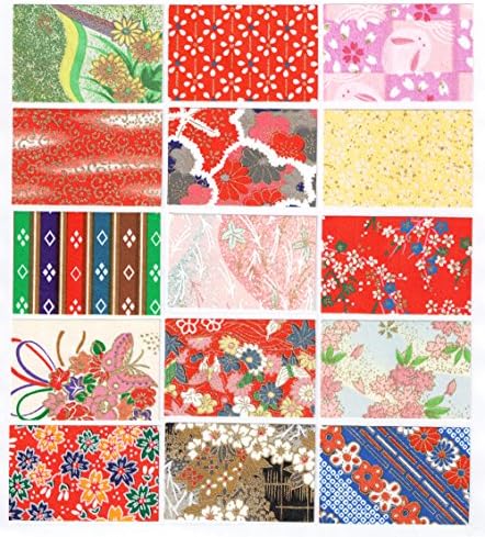 [.co.jp בלעדי] Washi Kawasumi, Paper Chiyo, נייר יוזן וושי, 5.9 x 5.9 אינץ ', 15 דפוסים, 15 גיליונות, סט